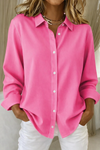 Women's Elegant Summer Button Up Collared Blouse | Long Sleeves