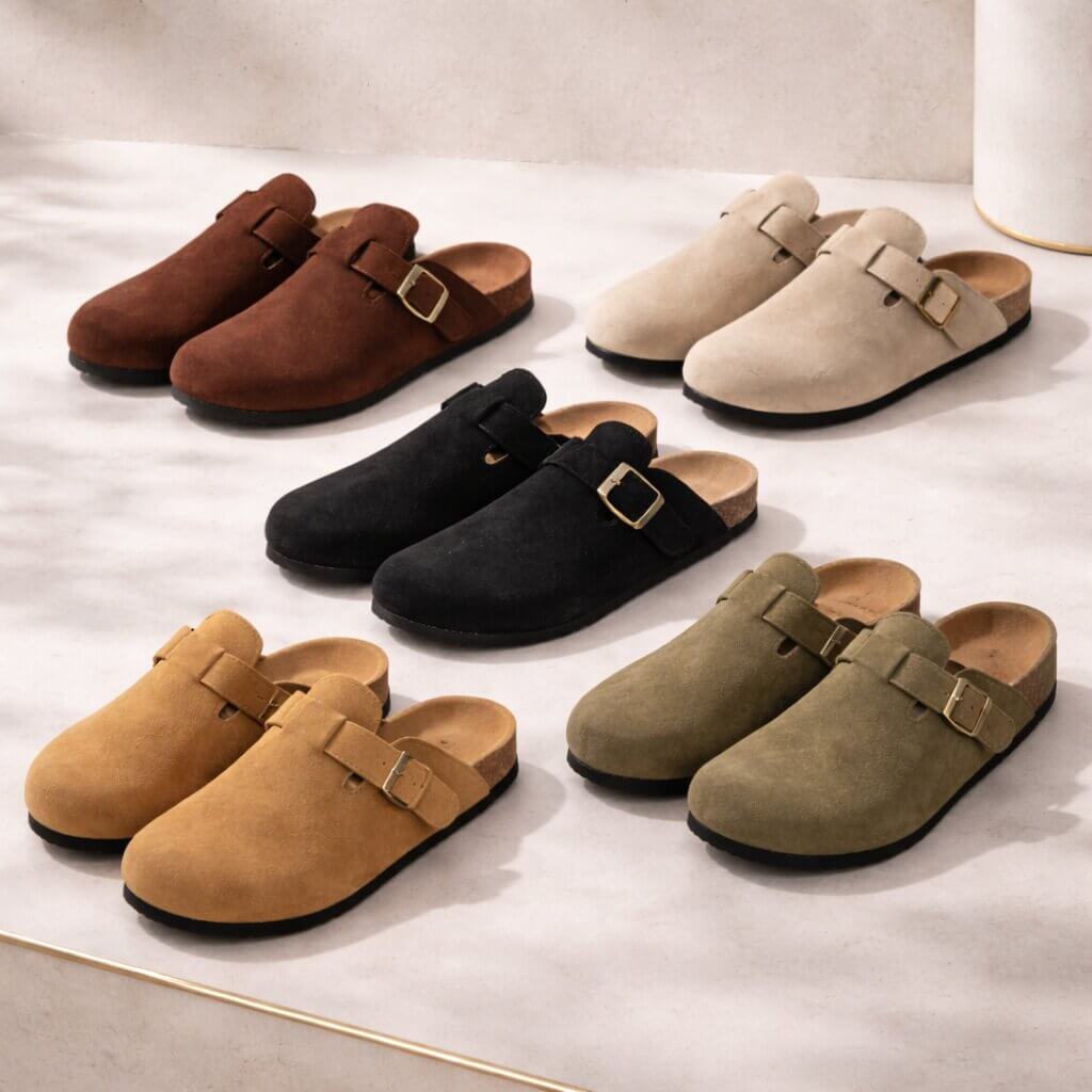 Men's Buckle Detail Closed Toe Comfort Clogs | Slip On