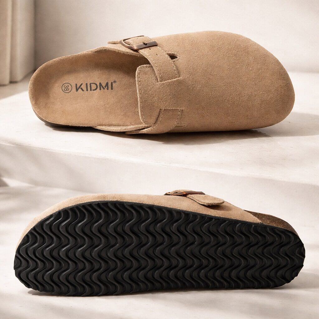 Men's Buckle Detail Closed Toe Comfort Clogs | Slip On