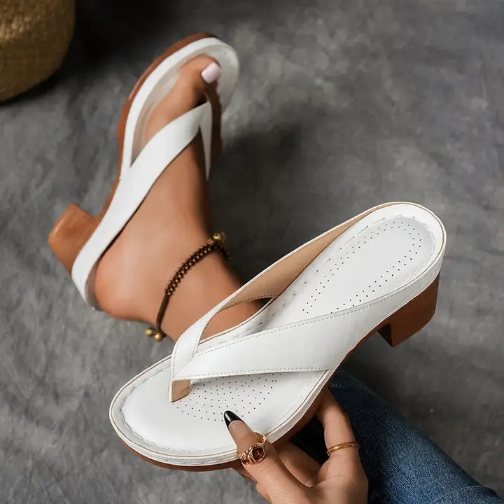 Women's Casual Low Block Heel Thong Slipper Sandals | Orthopedic