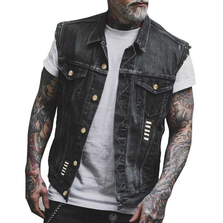 Men's Casual Streetwear Look Button-Up Vest | Sleeveless