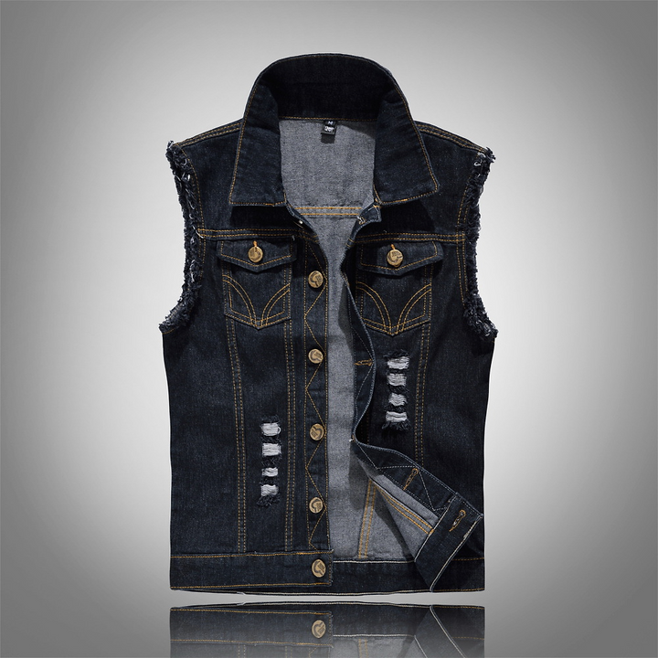 Men's Casual Streetwear Look Button-Up Vest | Sleeveless