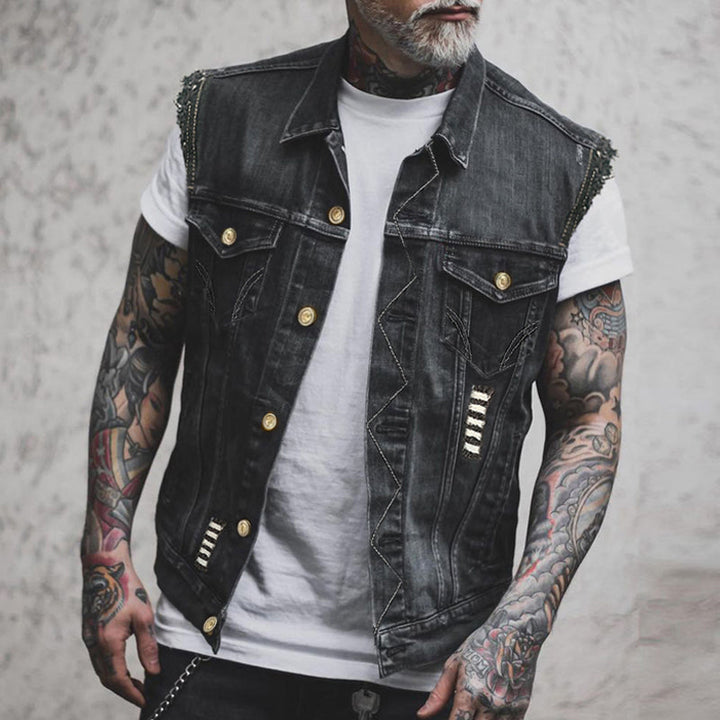 Men's Casual Streetwear Look Button-Up Vest | Sleeveless