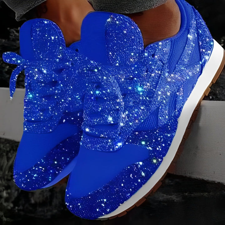Women's Casual Glitter Detail Flat Sneakers | Orthopedic
