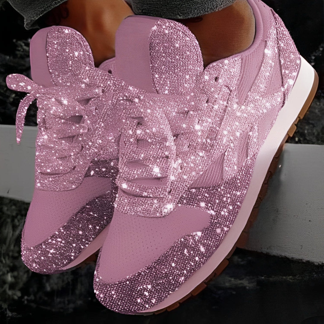 Women's Casual Glitter Detail Flat Sneakers | Orthopedic