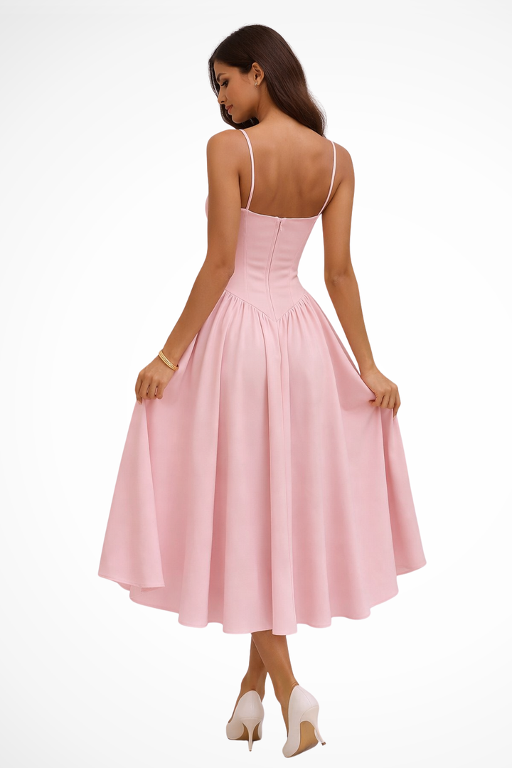 Women’s Corset Bodice A Line Elegant Wedding Guests Dress | Midi