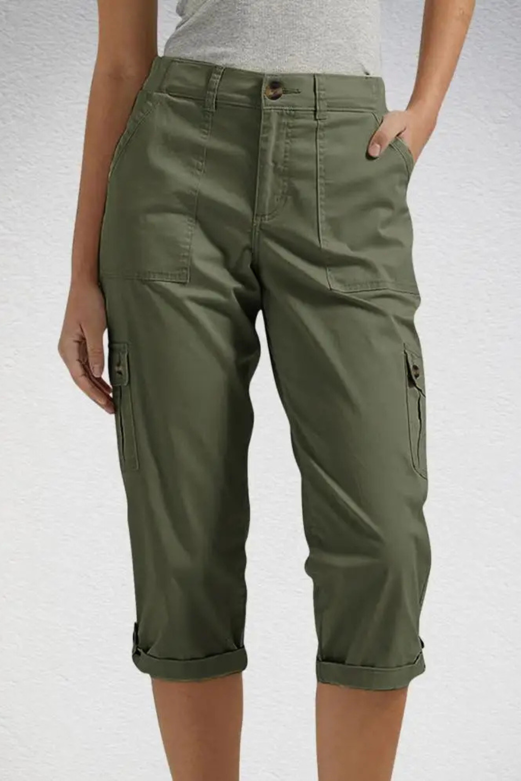 Women's Summer Cargo Trousers with Roll Up Hem | Cropped