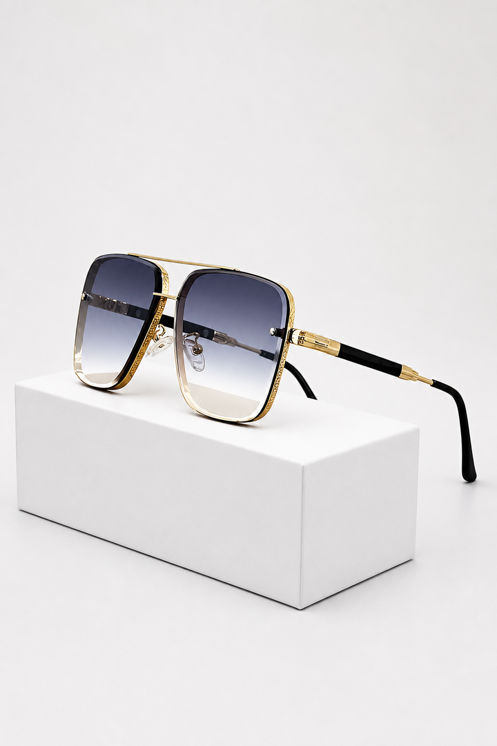 Women's Retro Aviator Sunglasses with Gold Frame and Gradient Lens | Polarized