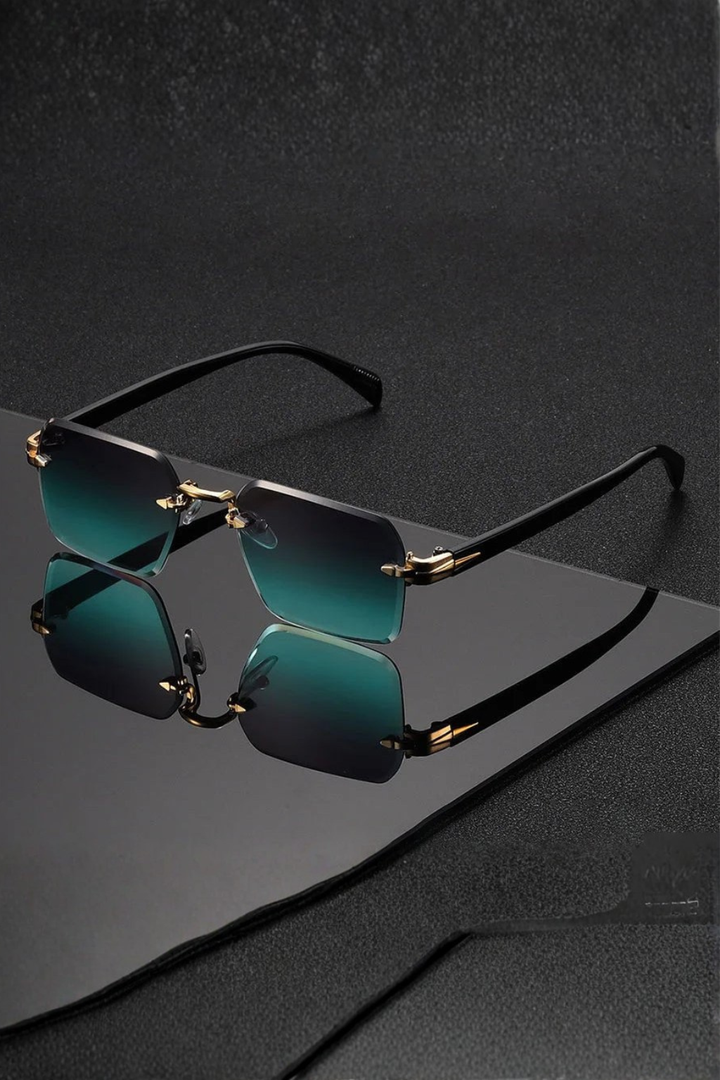 Men's Rimless Sunglasses with Gold Bridge and Gradient Lens | Polarized