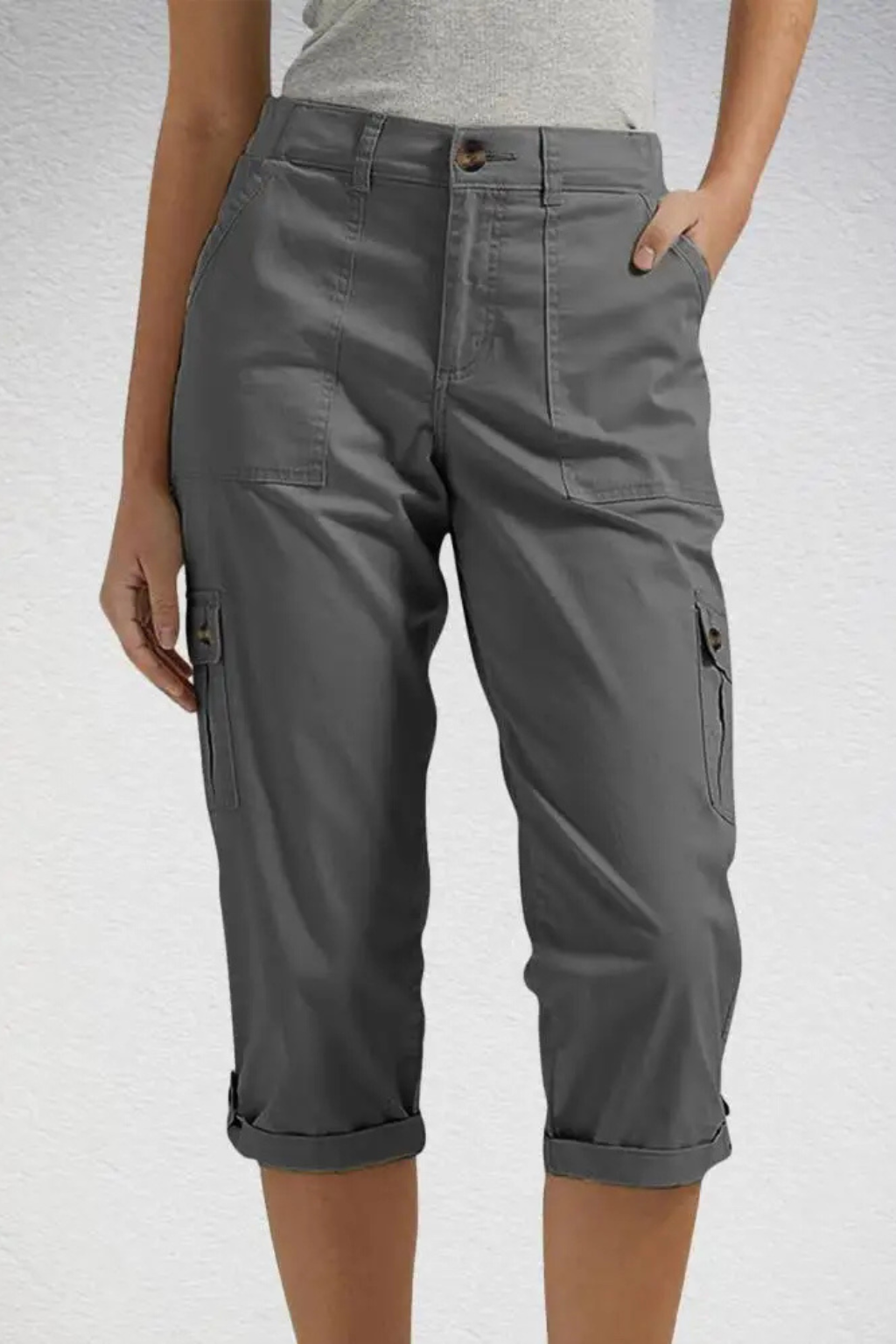 Women's Summer Cargo Trousers with Roll Up Hem | Cropped