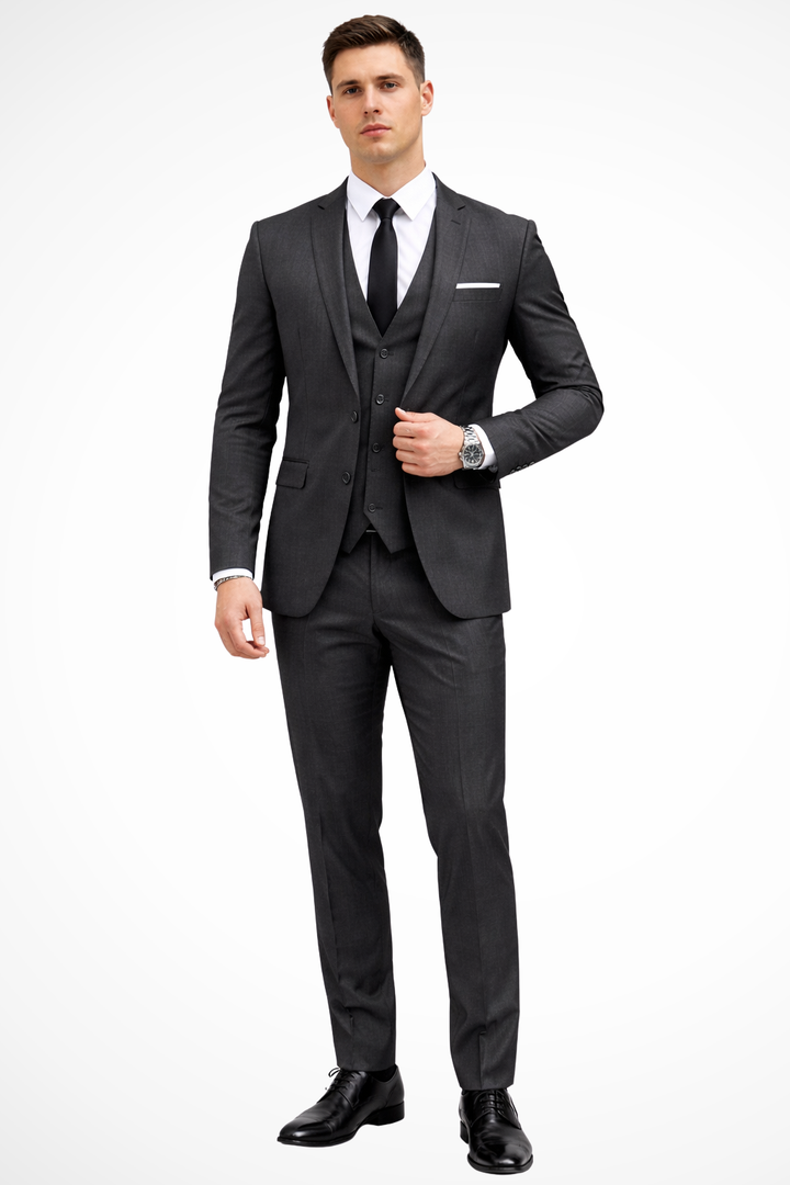 Men's Slim Fit Notch Lapel Wedding Guest Suit Set | Three Piece
