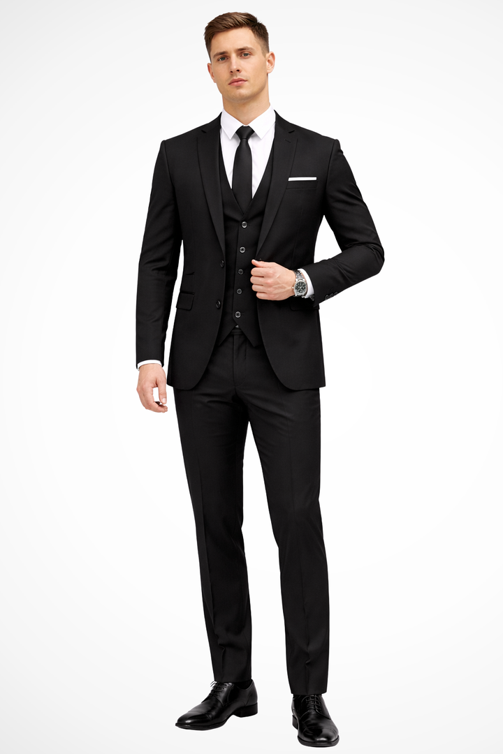 Men's Slim Fit Notch Lapel Wedding Guest Suit Set | Three Piece