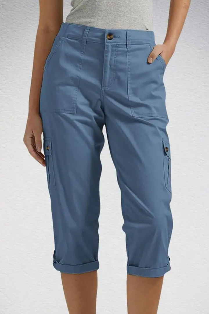 Women's Summer Cargo Trousers with Roll Up Hem | Cropped