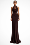 Women's Halter High Neck Sleeveless Wedding Guest Dress | Maxi