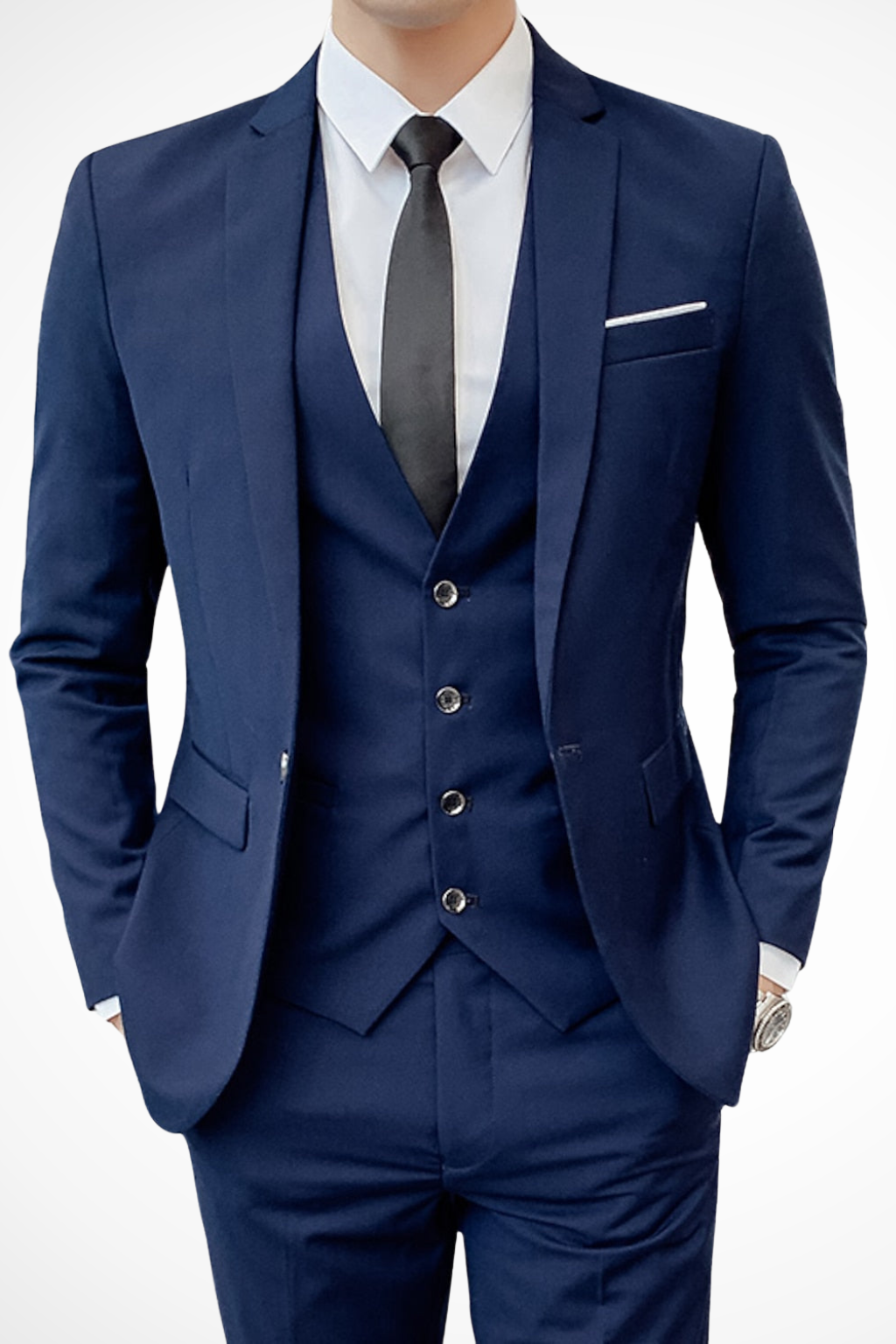 Men's Slim Fit Notch Lapel Wedding Guest Suit Set | Three Piece