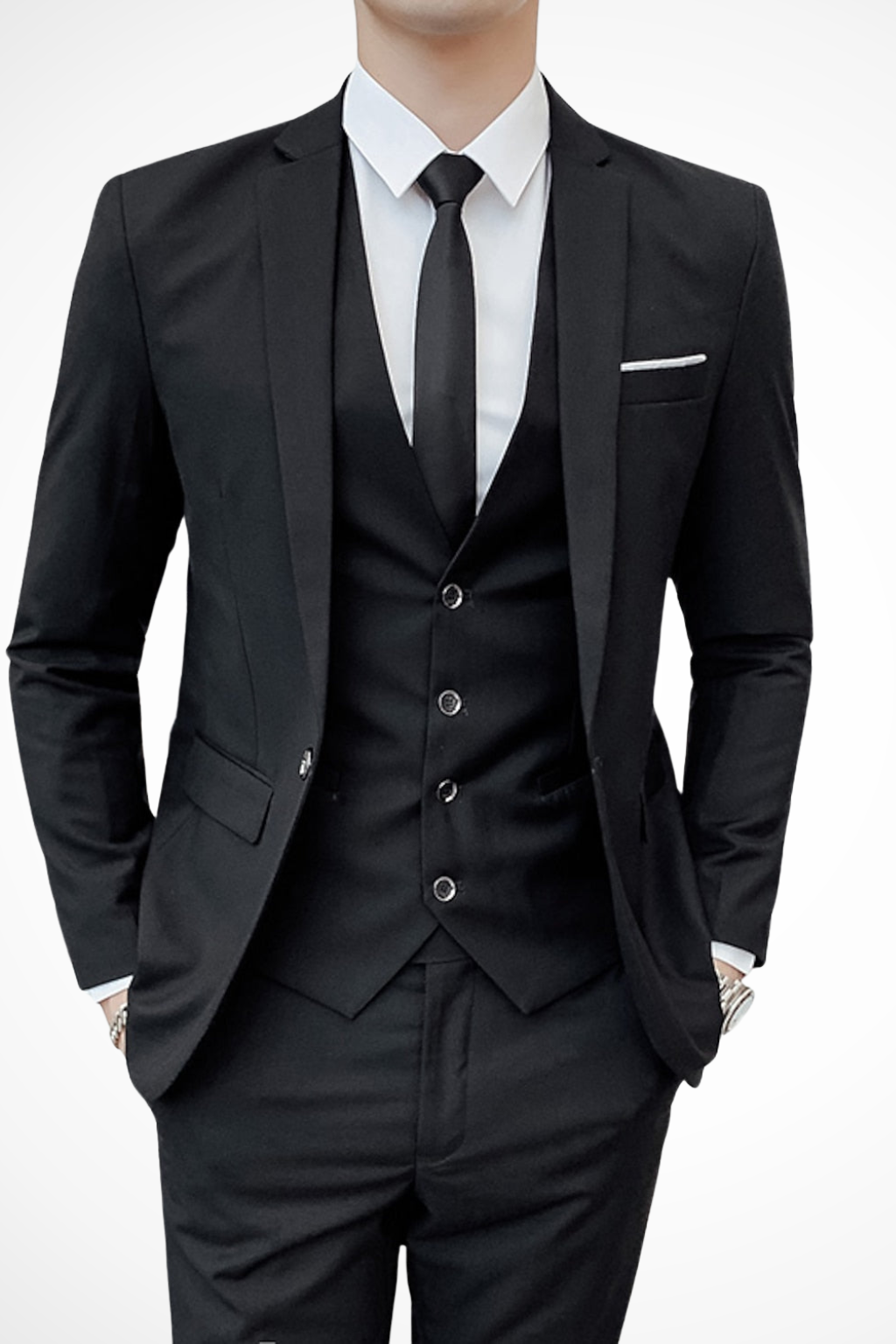 Men's Slim Fit Notch Lapel Wedding Guest Suit Set | Three Piece