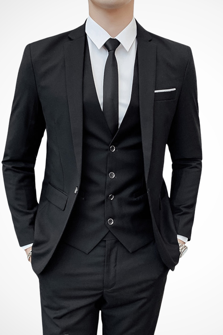 Men's Slim Fit Notch Lapel Wedding Guest Suit Set | Three Piece
