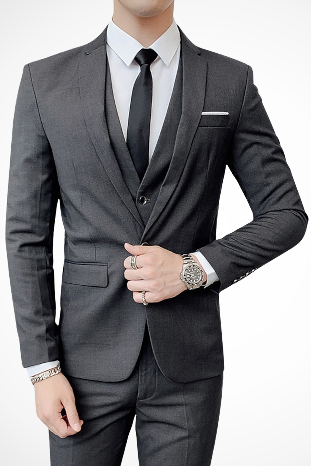 Men's Slim Fit Notch Lapel Wedding Guest Suit Set | Three Piece