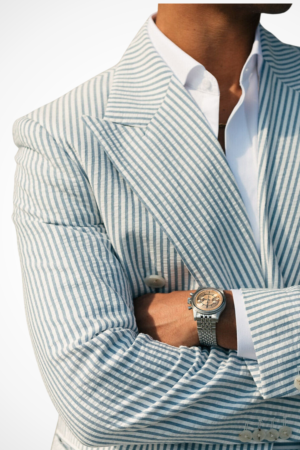 Men's Elegant Striped Double Breasted Wedding Guest Suit Set | Two Piece