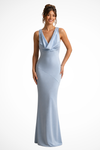 Women's Elegant Cowl Neck Fitted Wedding Guest Dress | Maxi