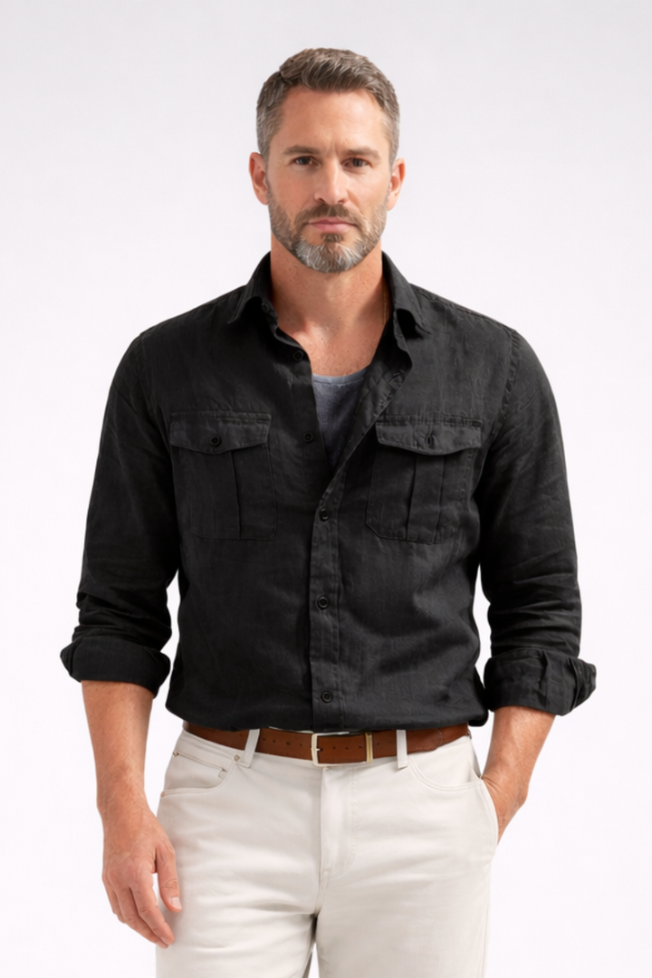 Men's Double Chest Pocket Casual Shirt | Long Sleeve