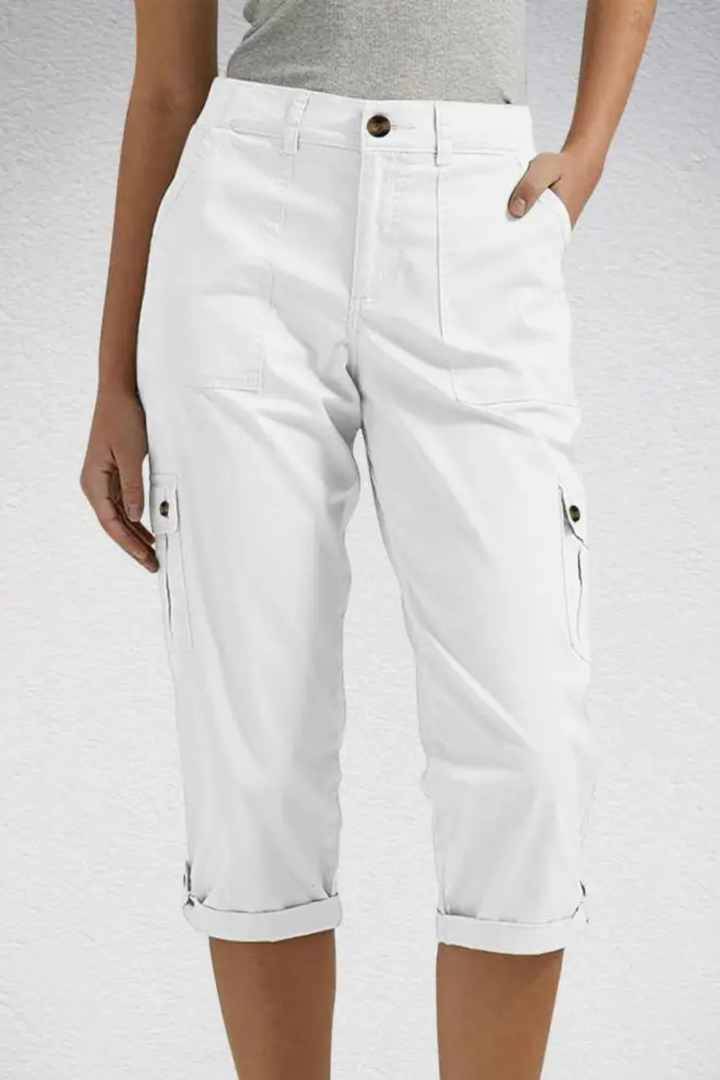 Women's Summer Cargo Trousers with Roll Up Hem | Cropped