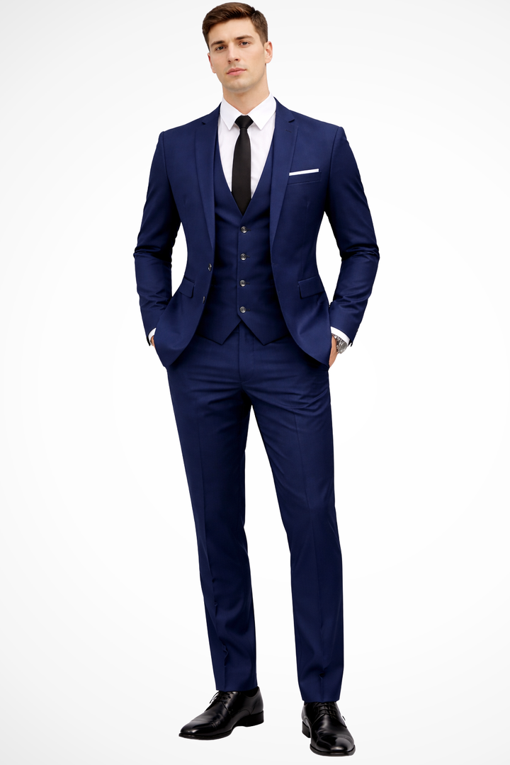 Men's Slim Fit Notch Lapel Wedding Guest Suit Set | Three Piece
