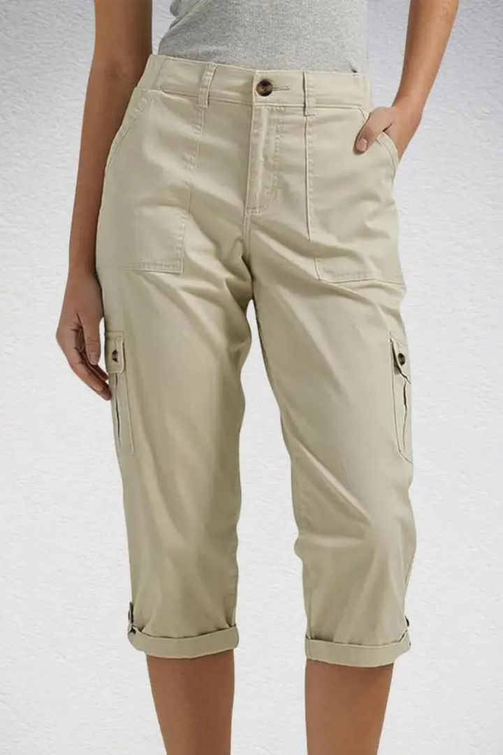 Women's Summer Cargo Trousers with Roll Up Hem | Cropped