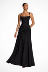 Women's Formal Square Neck Ruched Wedding Guest Dress| Maxi
