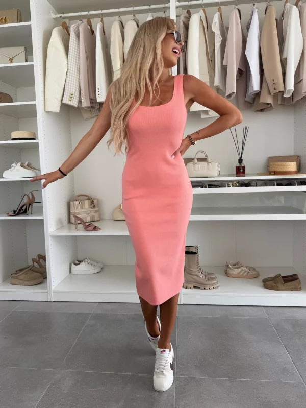 Women's Casual Matching Button Up Cardigan and Fitted Midi Dress Set | Two Piece