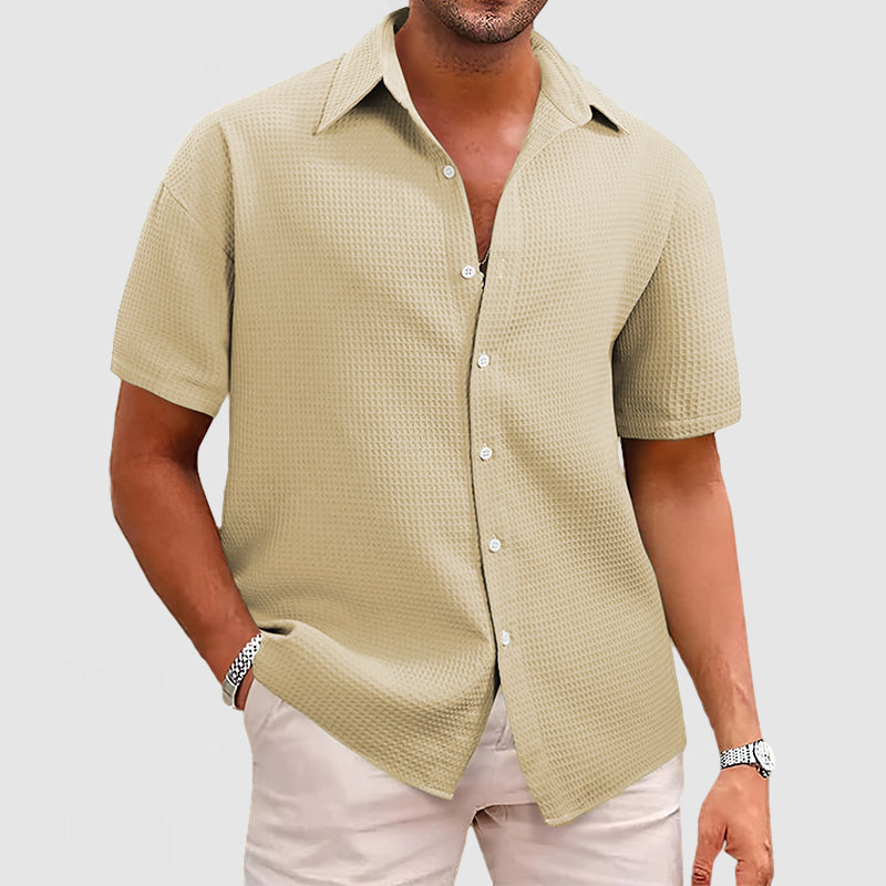 Men's Textured Button-Up Summer Shirt | Short Sleeve
