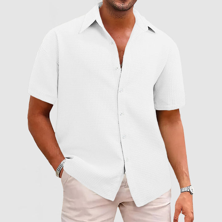 Men's Textured Button-Up Summer Shirt | Short Sleeve