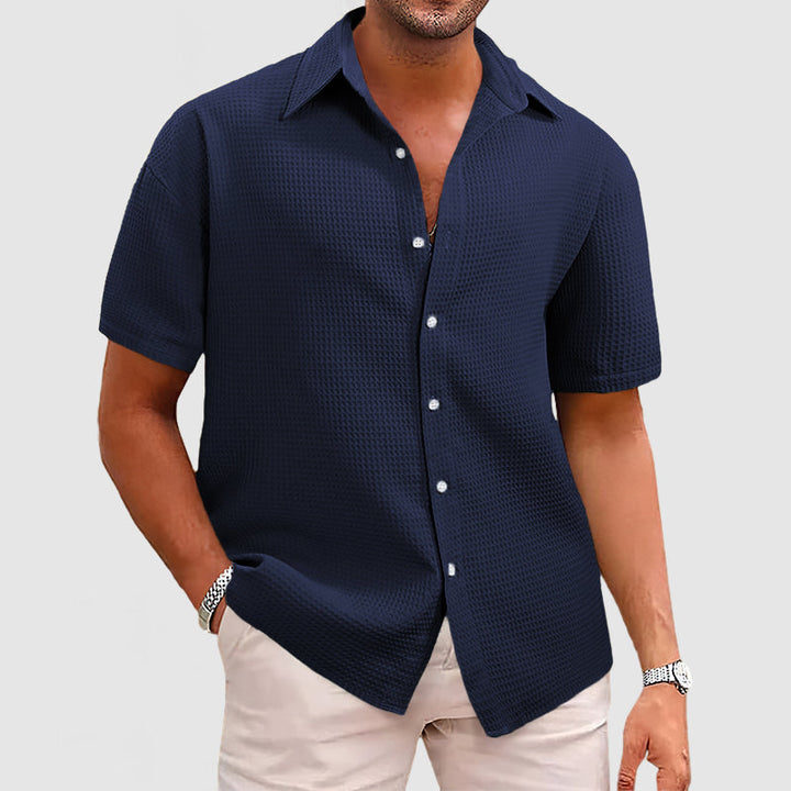 Men's Textured Button-Up Summer Shirt | Short Sleeve