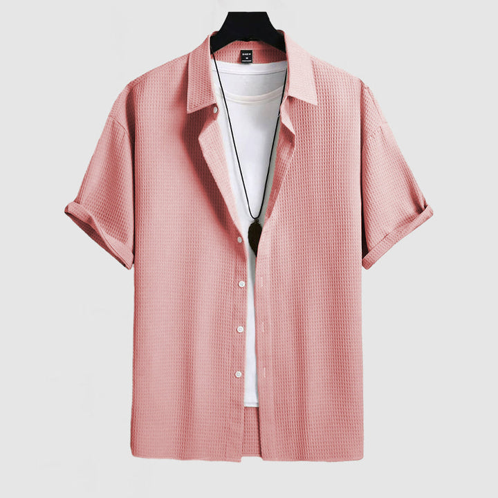 Men's Textured Button-Up Summer Shirt | Short Sleeve