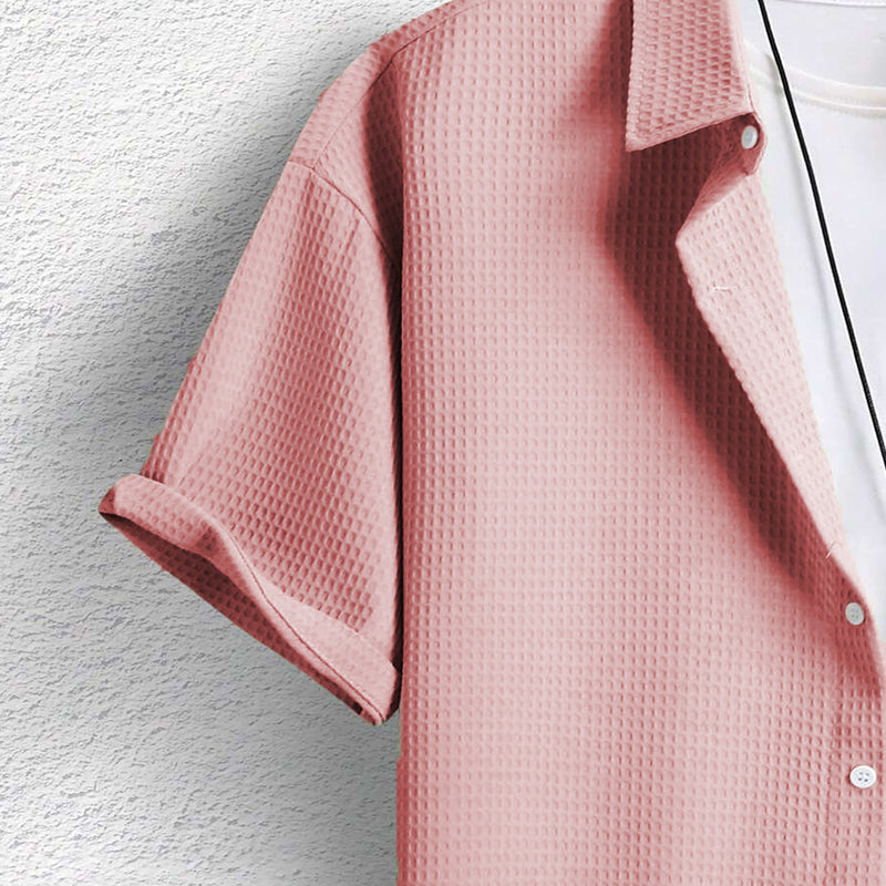 Men's Textured Button-Up Summer Shirt | Short Sleeve