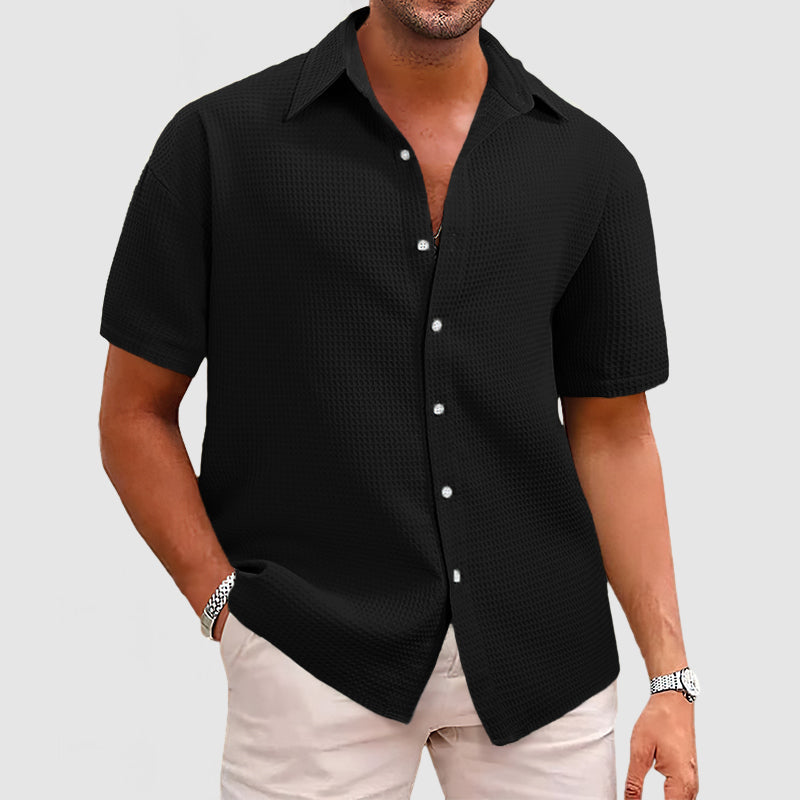 Men's Textured Button-Up Summer Shirt | Short Sleeve