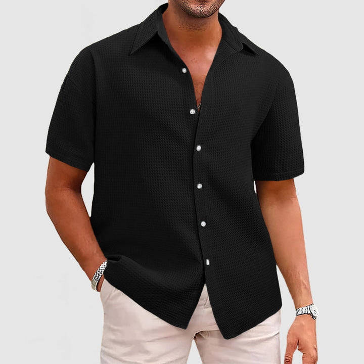Men's Textured Button-Up Summer Shirt | Short Sleeve