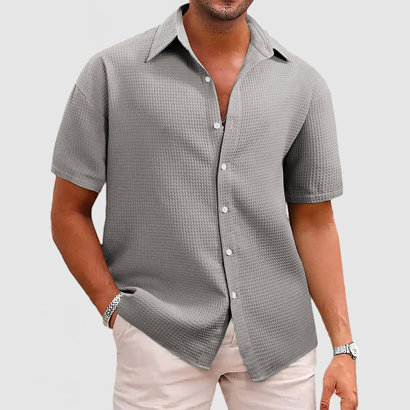 Men's Textured Button-Up Summer Shirt | Short Sleeve