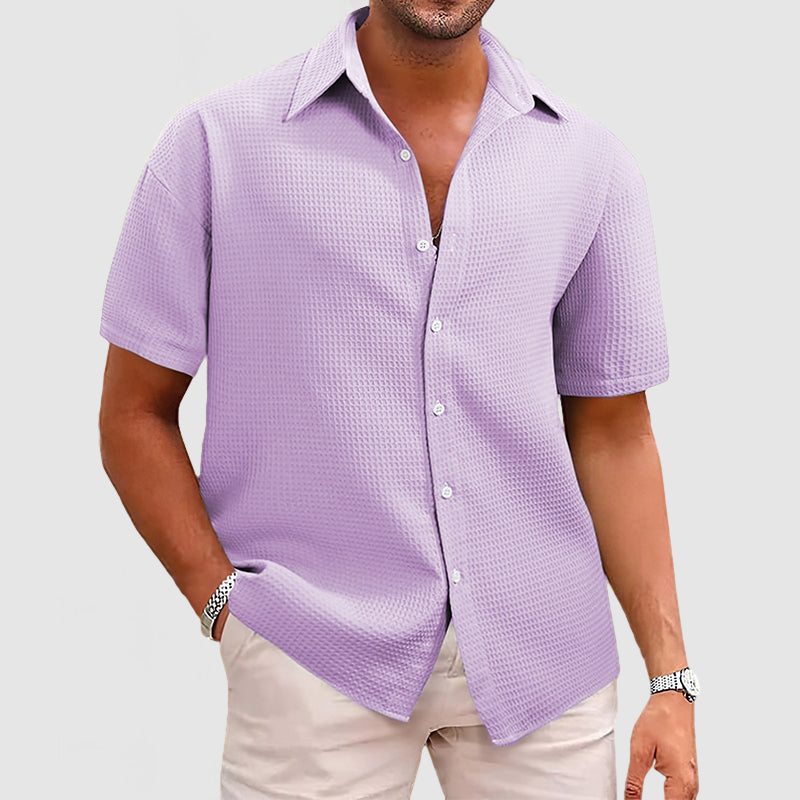 Men's Textured Button-Up Summer Shirt | Short Sleeve