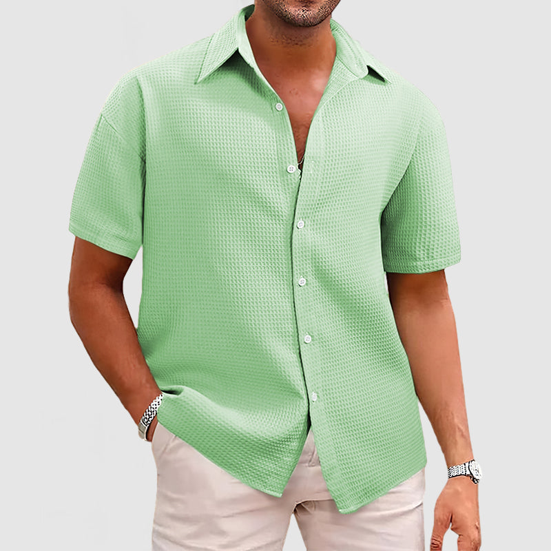 Men's Textured Button-Up Summer Shirt | Short Sleeve