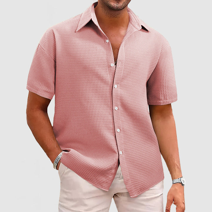 Men's Textured Button-Up Summer Shirt | Short Sleeve