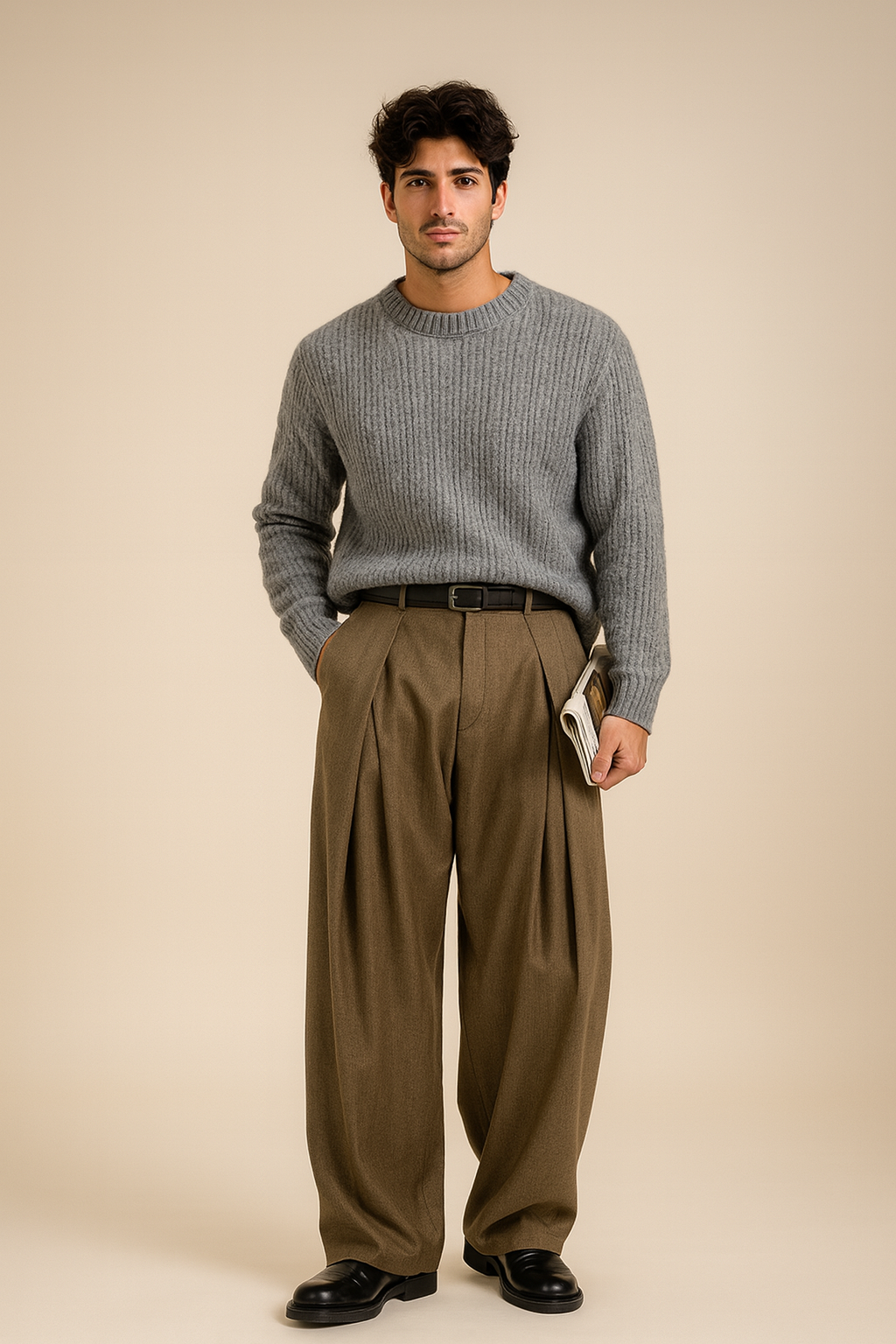 Men's Elegant Wide Leg Trousers | Relaxed Fit