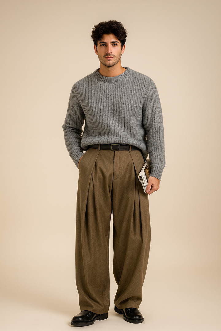 Men's Elegant Wide Leg Trousers | Relaxed Fit