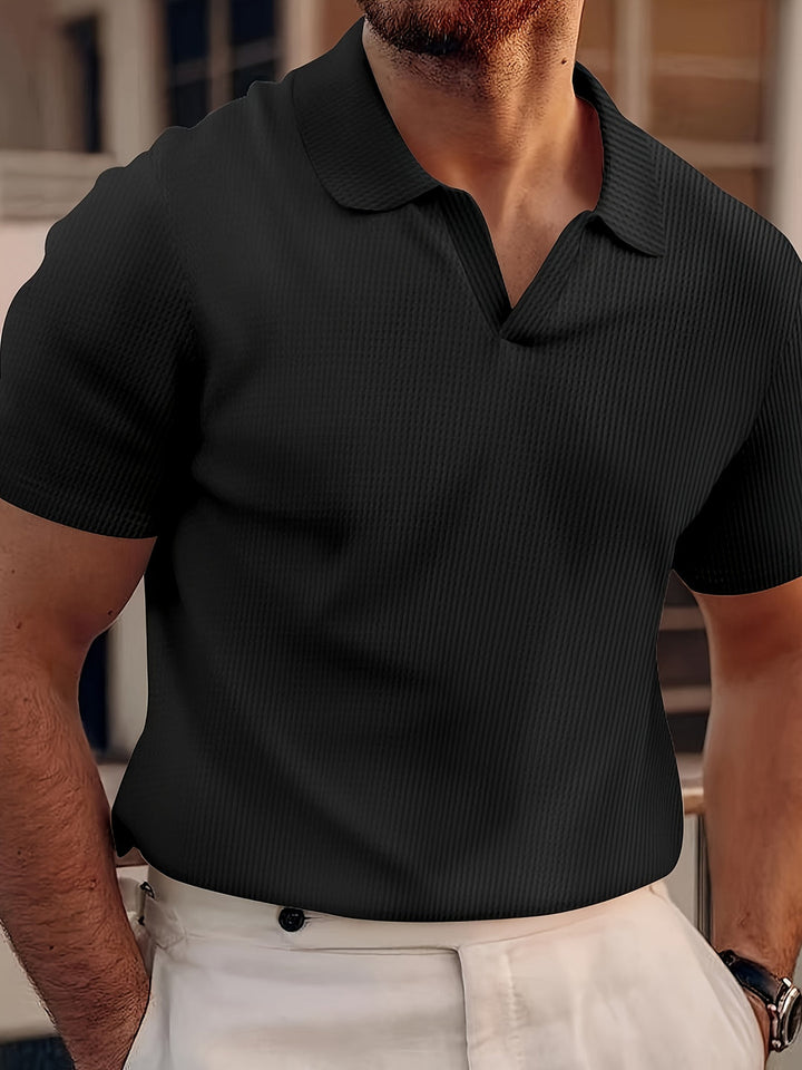 Men's Casual Textured Polo Shirt | Short Sleeve