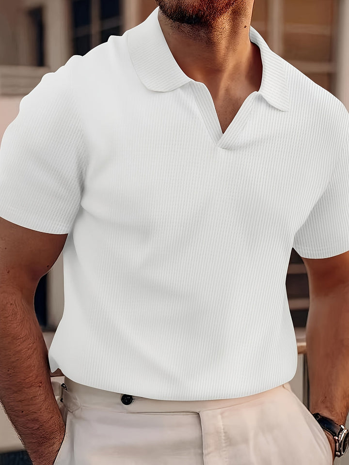 Men's Casual Textured Polo Shirt | Short Sleeve