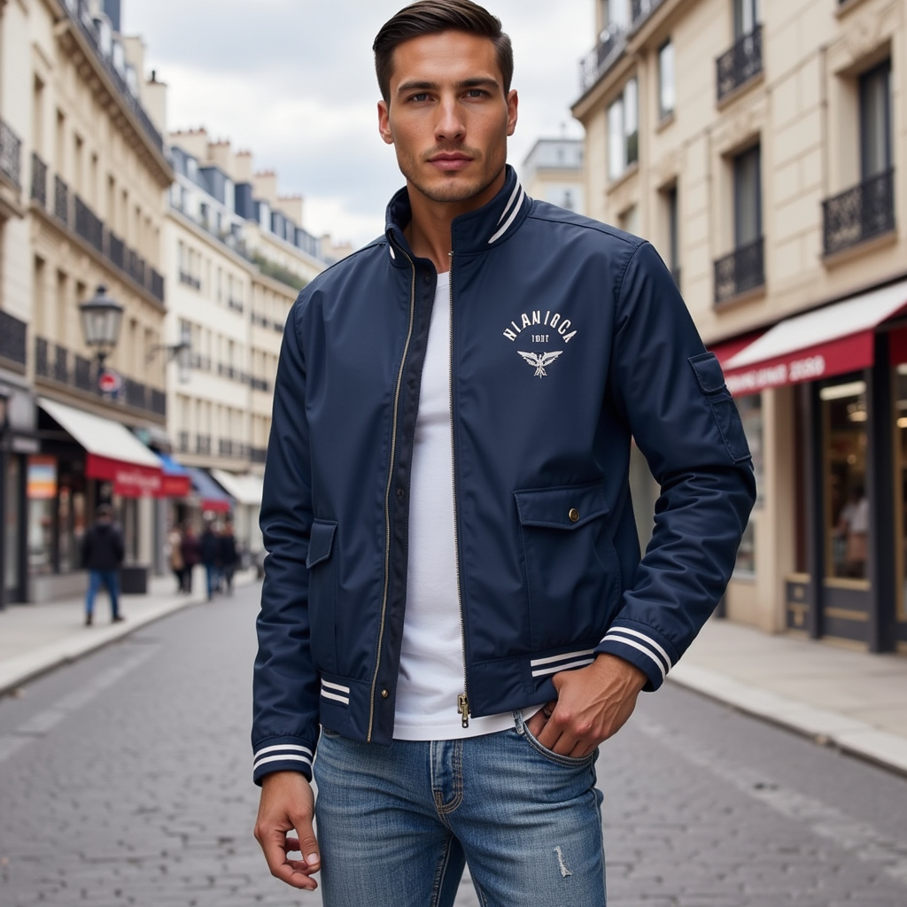 Men's Sport Stand Collar Varsity Jacket | Zip Up