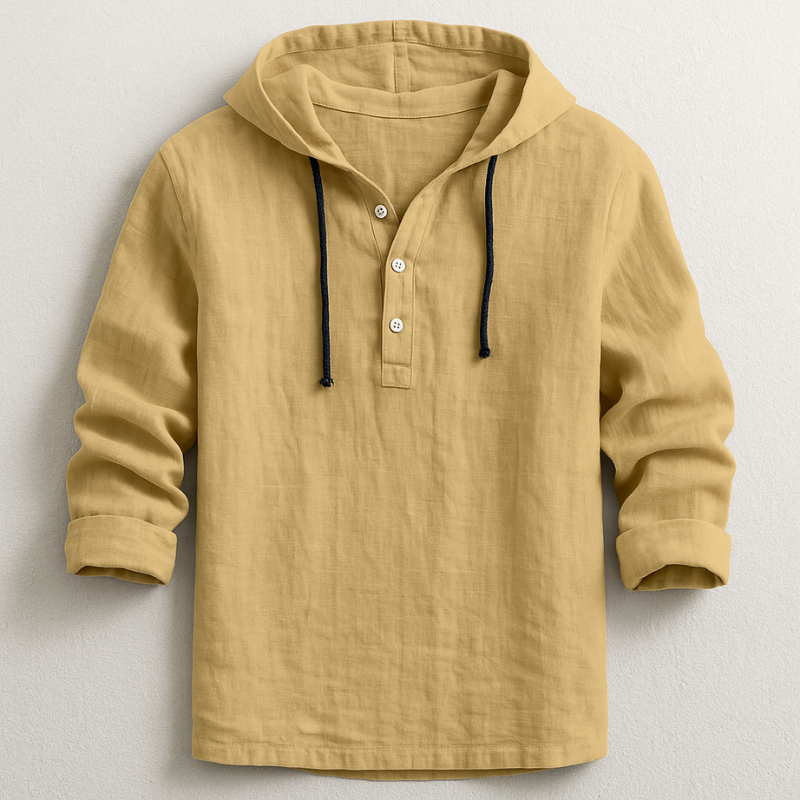 Men's Casual Loose Button Detail Hoodie | Long Sleeve