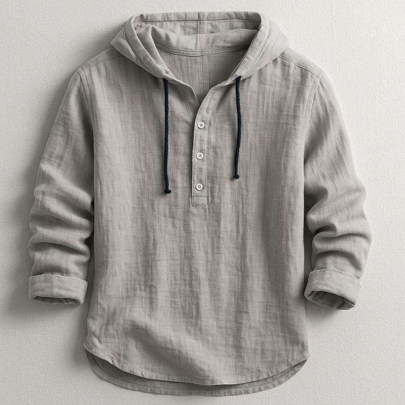 Men's Casual Loose Button Detail Hoodie | Long Sleeve