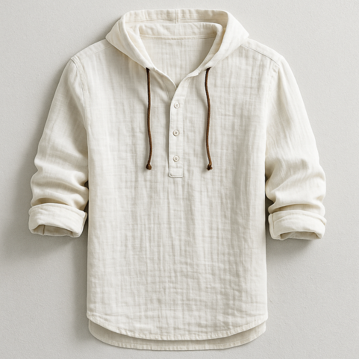 Men's Casual Loose Button Detail Hoodie | Long Sleeve