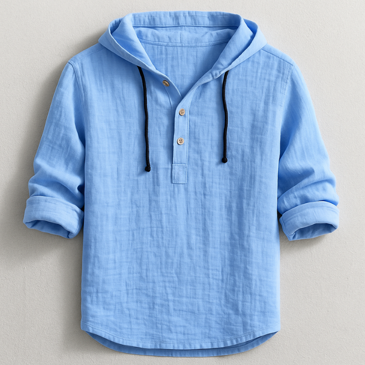 Men's Casual Loose Button Detail Hoodie | Long Sleeve